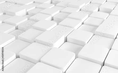 White abstract image of cubes background. 3d render