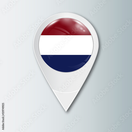 Free Download Pointer with the national flag of Netherlands in the ball with reflection. Tag to indicate the location. Realistic vector illustration. - GFXLoad