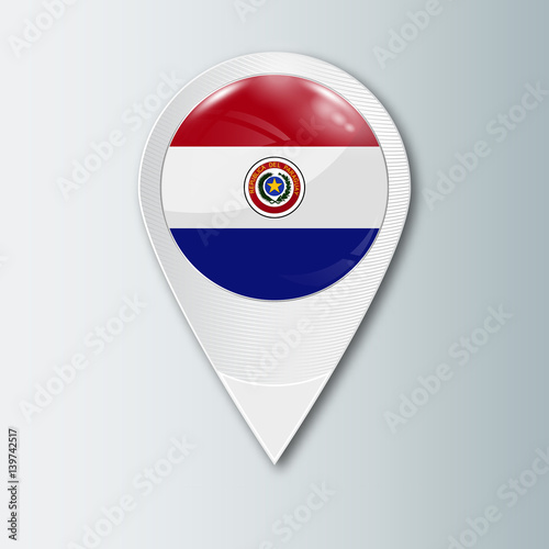 Pointer with the national flag of Paraguay in the ball with reflection. Tag to indicate the location. Realistic vector illustration. Free Download Pointer with the national flag of Paraguay in the ball with reflection. Tag to indicate the location. Realistic vector illustration. - GFXLoad