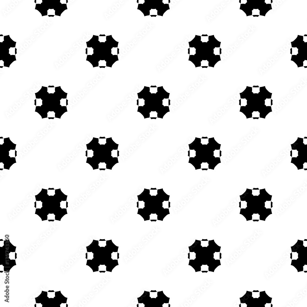 Vector monochrome seamless pattern, simple geometric texture with octagonal shapes, black & white abstract geometrical background. Repeat tiles. Design for textile, prints, decoration, fabric, cloth Vector monochrome seamless pattern, simple geometric texture with octagonal shapes, black & white abstract geometrical background. Repeat tiles. Design for textile, prints, decoration, fabric, cloth