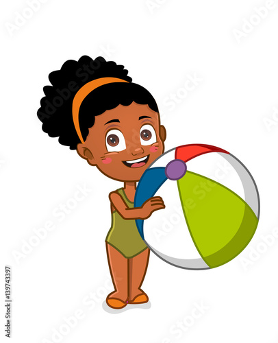 African american holding beach ball