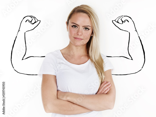 Fotografía Woman wants to be strong as a horse