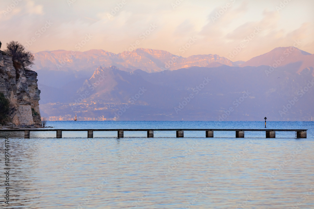 Panorama of Consorzio Lago di Garda lake, Lombardia, Italy