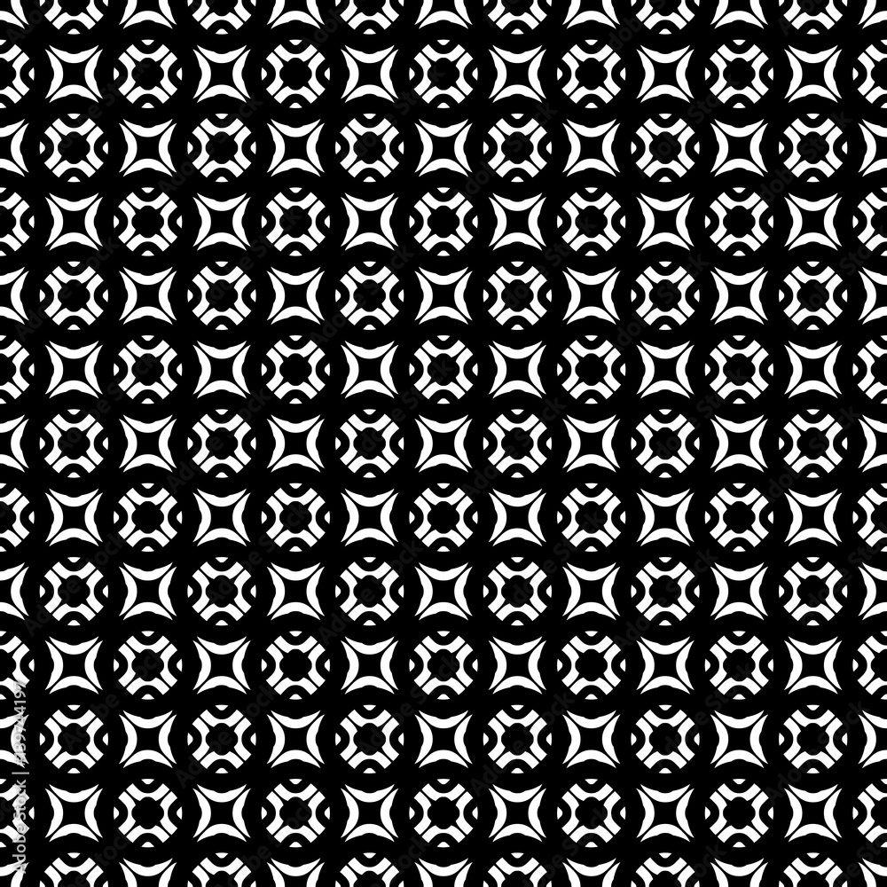 Vector monochrome texture, black & white geometric seamless pattern. Square illustration with simple rounded figures. Abstract dark endless background. Design element for prints, decor, textile, web Vector monochrome texture, black & white geometric seamless pattern. Square illustration with simple rounded figures. Abstract dark endless background. Design element for prints, decor, textile, web