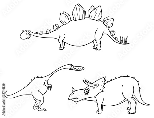Cartoon Vector Set 04 of Ancient Dinosaur Monsters