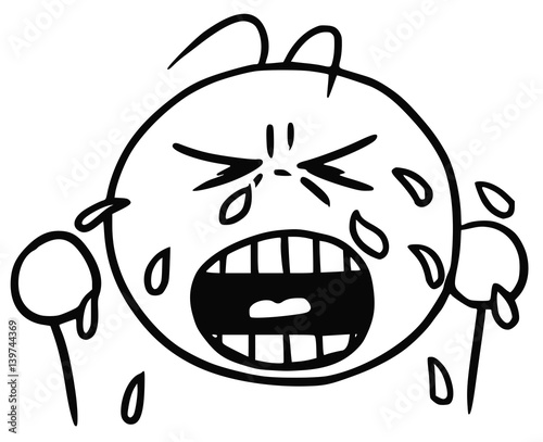 Vector Smiley Cartoon of Crying Face; Tears and Cry