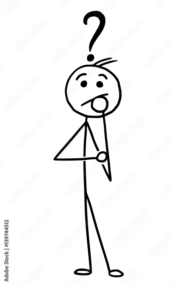 Stickman cartoon man standing with question mark Vector Image