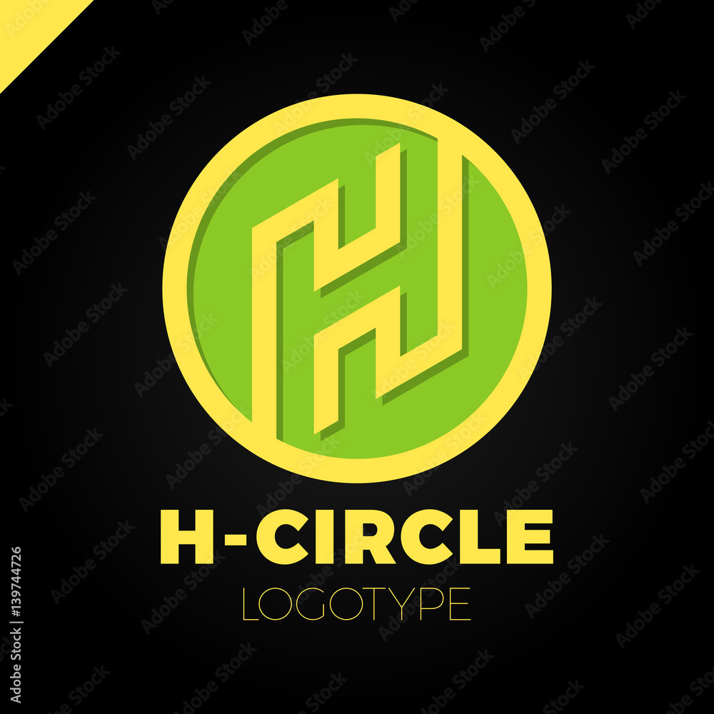 Obraz premium Letter H Logo With Circle in line style Design Template