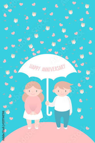 Vector illustration of man and woman celebrating their anniversary