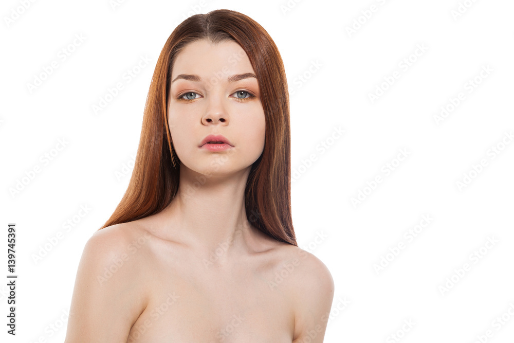 beauty young woman face isolated white background beauty young woman face isolated white background