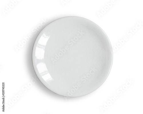 Blank white dish isolated on a white background.