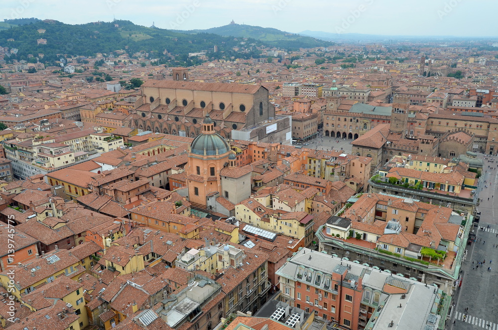 Panoramic view of Bologna.  Italy.