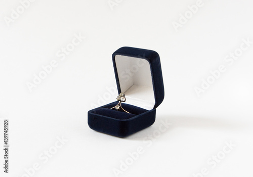 Diamond vintage ring in a present box. Woman's Jewelry. © Elena