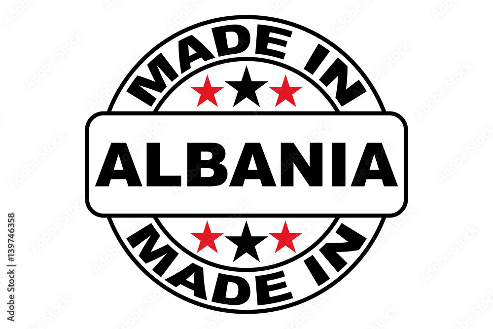 Made in Albania round logo, vector