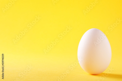white egg on a yellow background