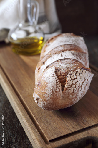 French country bread and oil olive photo