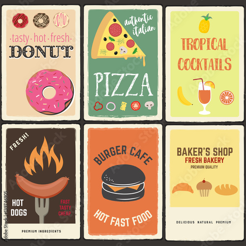 Vector set of fast food posters