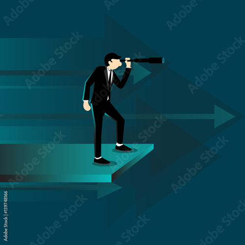 Simple Business Cartoon Illustration of a man look for opportunity