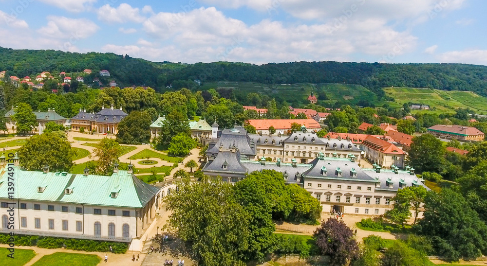 Pillnitz Castle, aerial view of Saxony