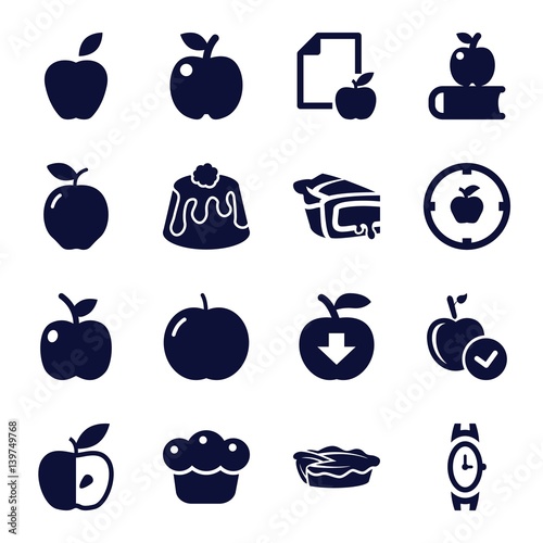 Set of 16 apple filled icons