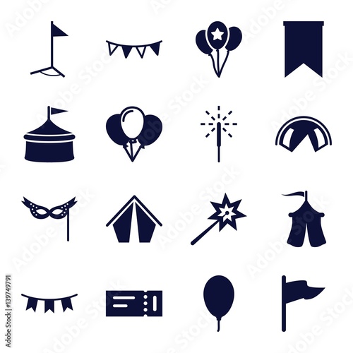 Set of 16 festival filled icons