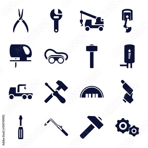 Set of 16 industry filled icons