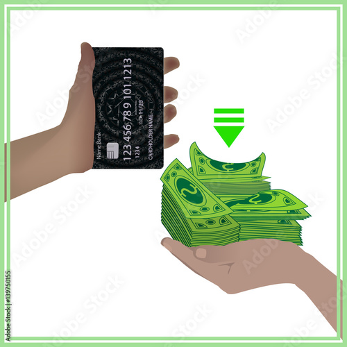 Concept of a bank card is equal to real money
