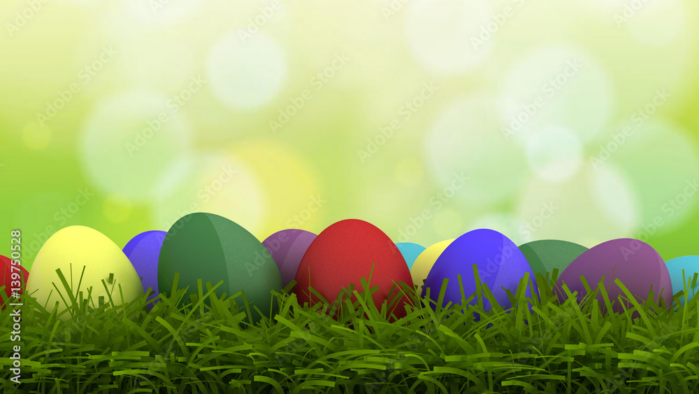 Happy Easter greeting card, easter eggs background.