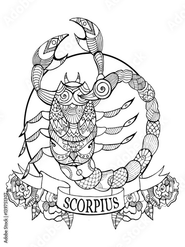 Scorpio zodiac sign coloring book vector