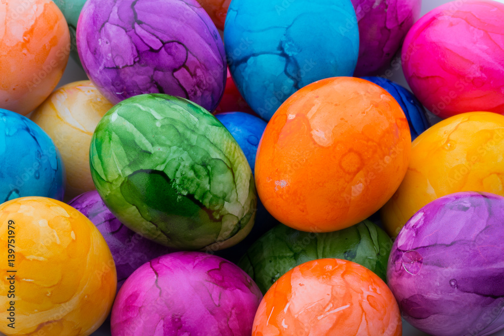 Easter eggs painted in colors on a white background. Easter eggs painted in colors on a white background.