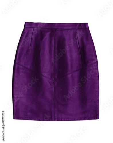 purple leather pencil skirt, isolated on white background