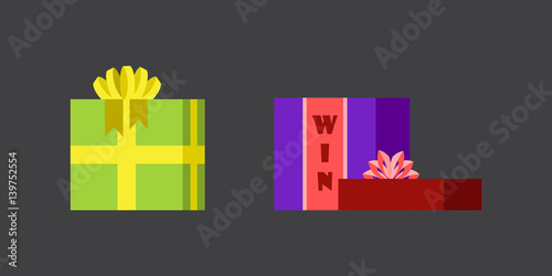 Gift box anniversary event satin greeting object with ribbon and bow isolated...