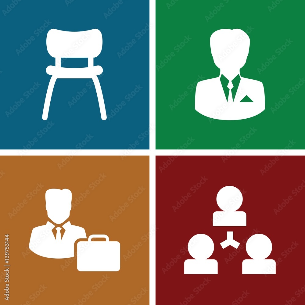 Set of 4 manager filled icons Set of 4 manager filled icons