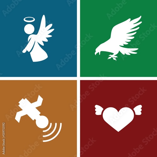 Set of 4 flying filled icons