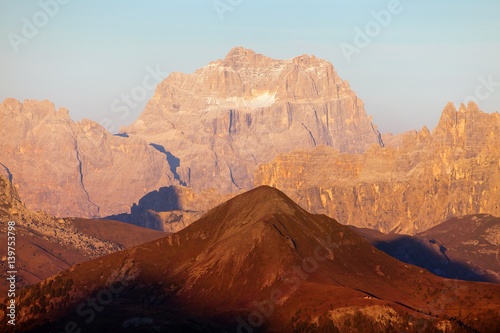 Evening gruppo del Sorapis, alps dolomites mountains