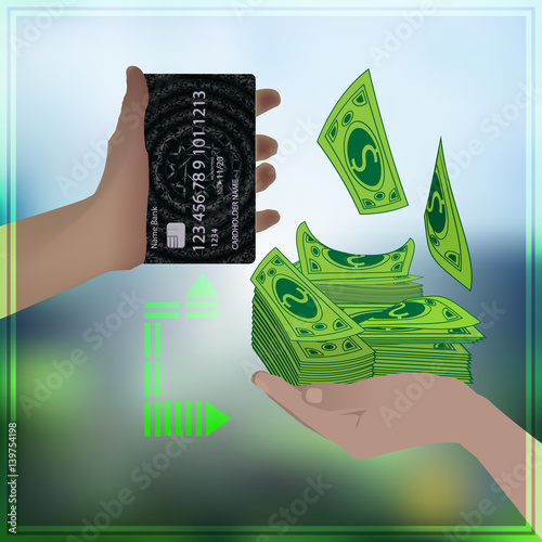 bank card is equal to real money photo background