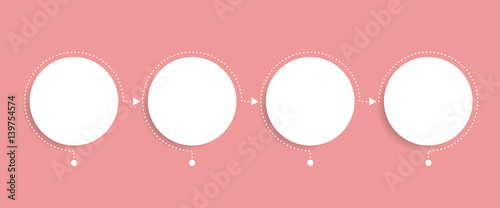 Business infographics template. Timeline with 4 circle arrow steps, four number options. Vector element