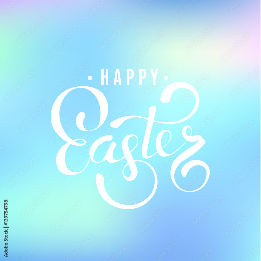Fototapeta premium Happy easter hand lettering handwritten template