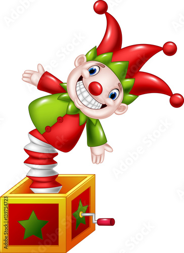 Cartoon Amusing toy jumping out from a box