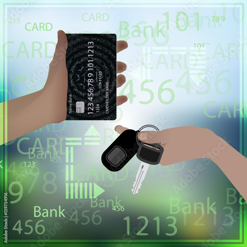 bank card equal keys car photo background