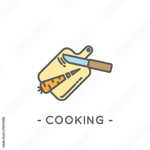 Line Color Cooking Icon on White Background
