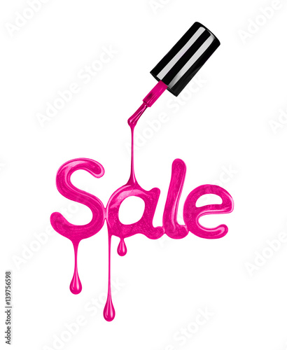 Inscription Sale made with pink nail polish on white background