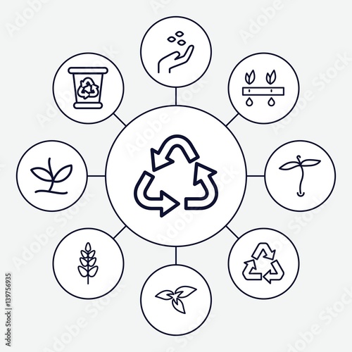 Set of 9 environmental outline icons