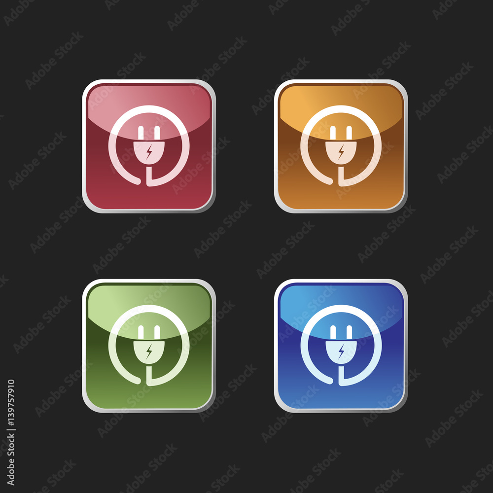 Plug icon on colored square buttons Plug icon on colored square buttons