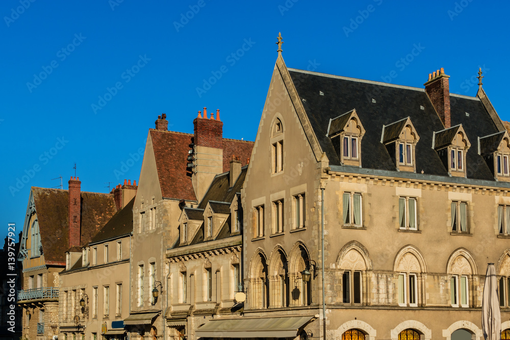 Chartres Town Centre on Sunset. Eure-et-Loir department, France.