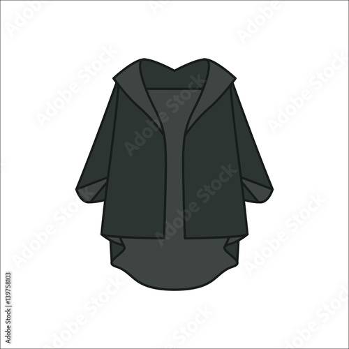 Women cape or coat simple flat icon on background