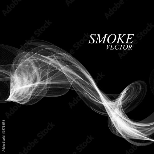 Abstract smoke isolated on black background. Vector
