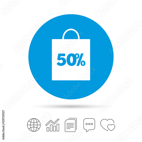50 percent sale bag tag sign icon.