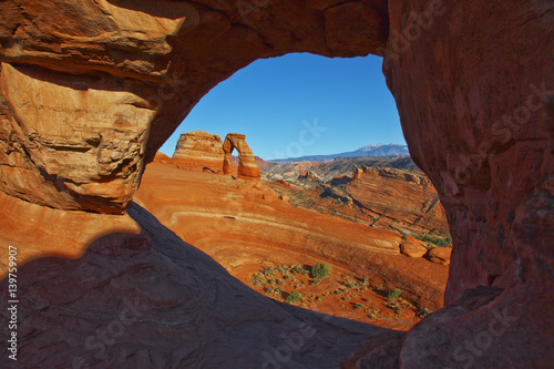 Delicate Arch and LaSal mountains, Arches National Park, Utah photo