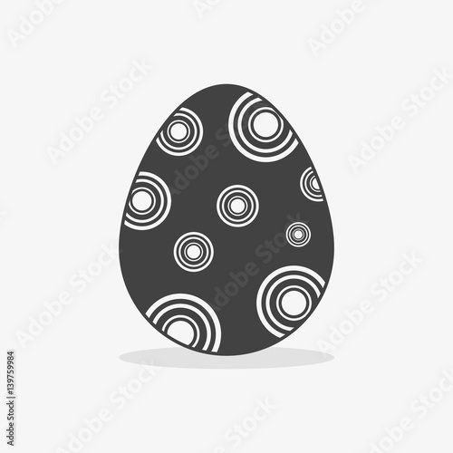 Easter egg In black white style on an isolated
